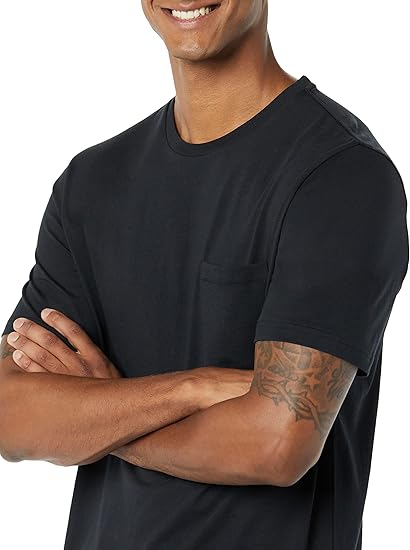 Amazon Essentials Mens T-Shirts, Regular-Fit, Short-Sleeve Crewneck Pocket, Pack of 2