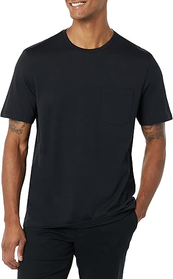 Amazon Essentials Mens T-Shirts, Regular-Fit, Short-Sleeve Crewneck Pocket, Pack of 2